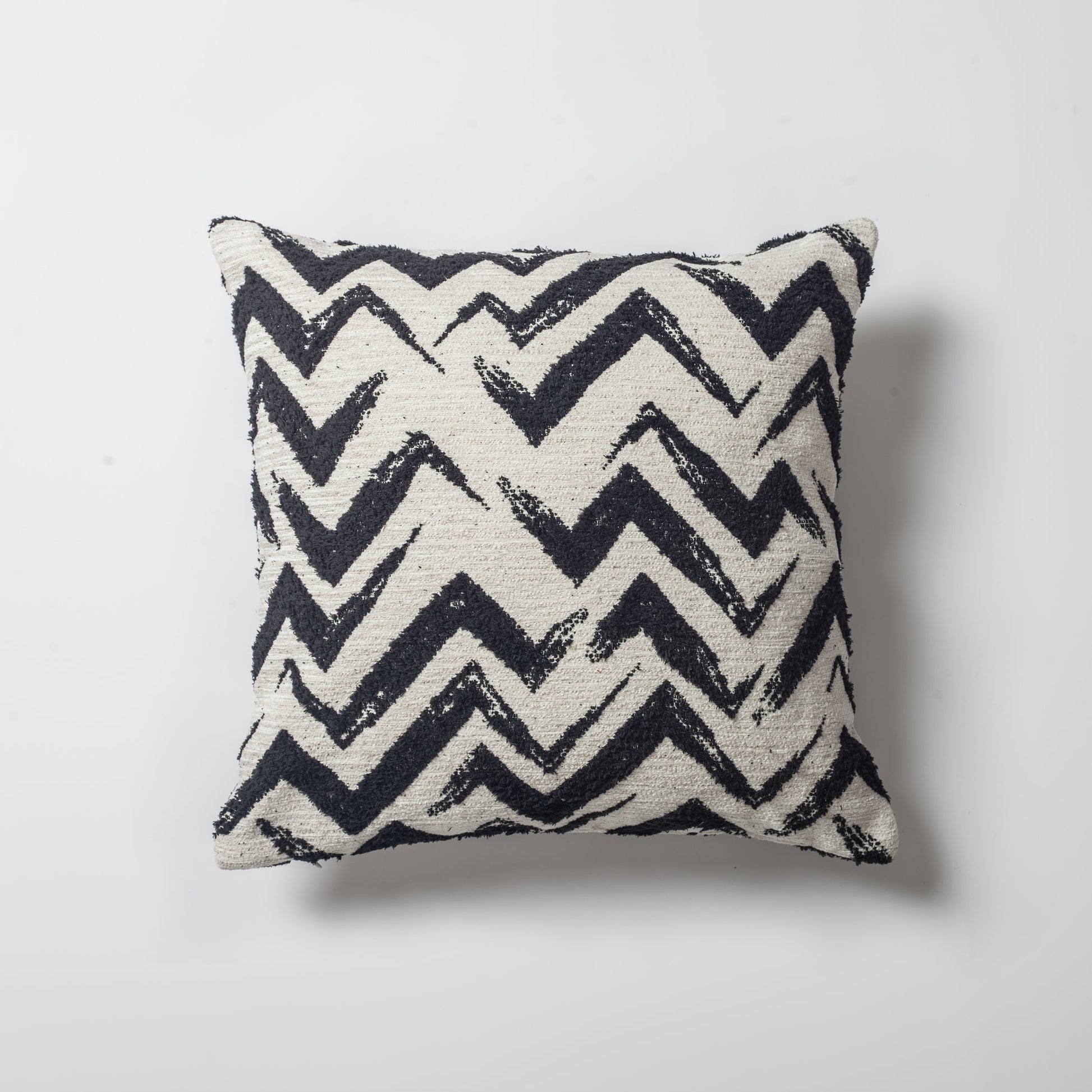 Havana | Black and White Geometric Chevron Textured Woven Square 18''x18'' Throw Pillow Cover