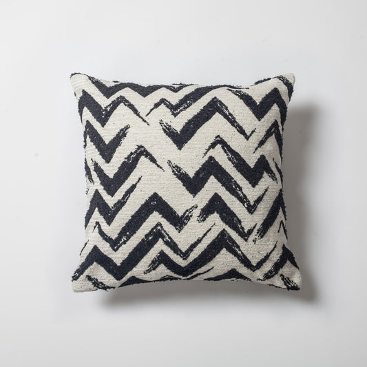 Havana | Black and White Geometric Chevron Textured Woven Square 18''x18'' Throw Pillow Cover
