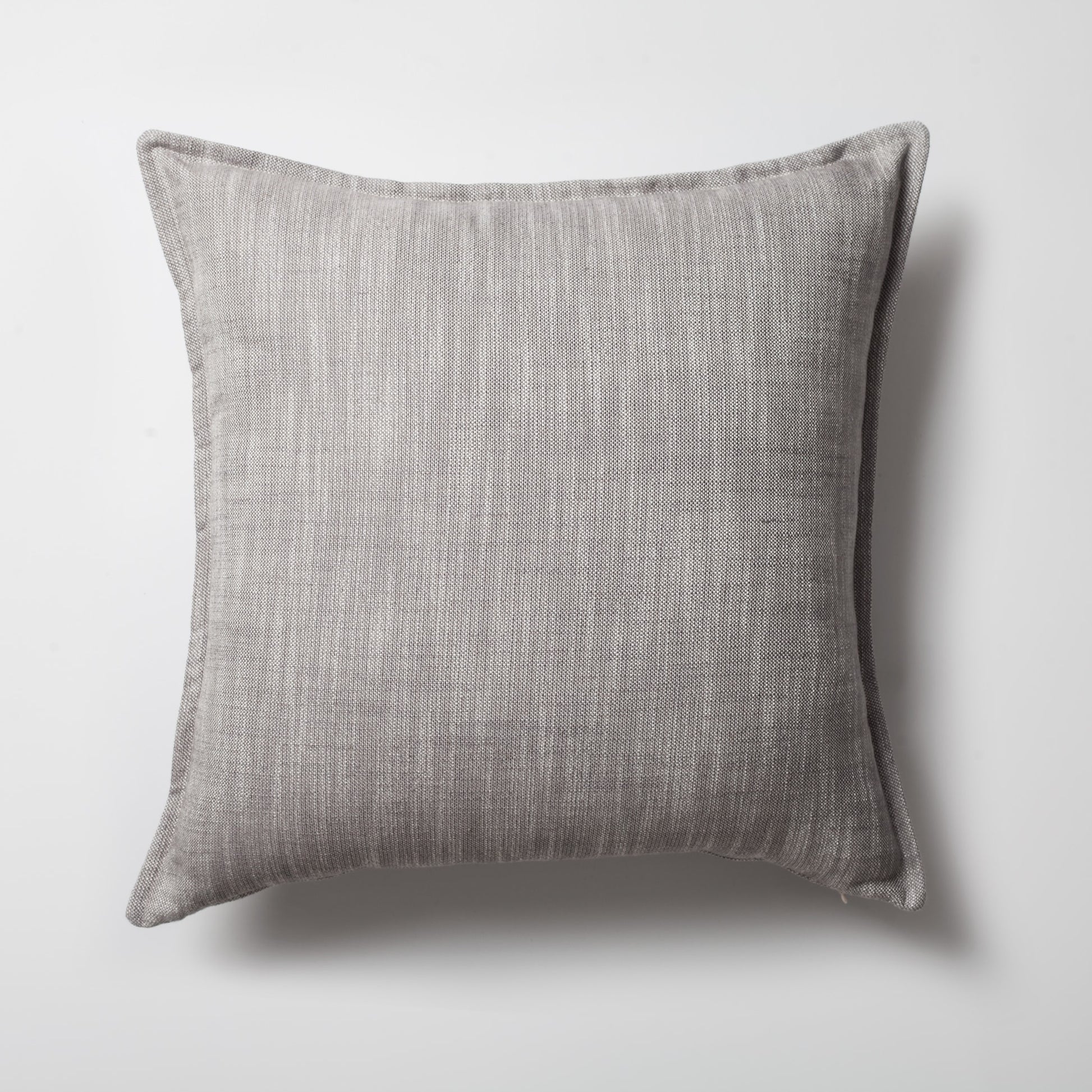 Porto | Light Gray Neutral Solid Linen-Blend Flanged Square 20''x20'' Throw Pillow Cover