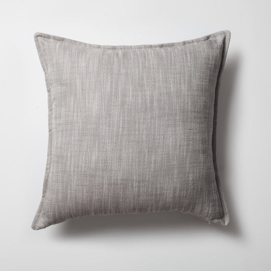 Porto | Light Gray Neutral Solid Linen-Blend Flanged Square 20''x20'' Throw Pillow Cover