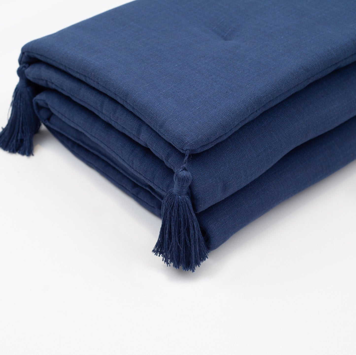 Loom Bed Runner | Navy Blue Neutral Linen Blend