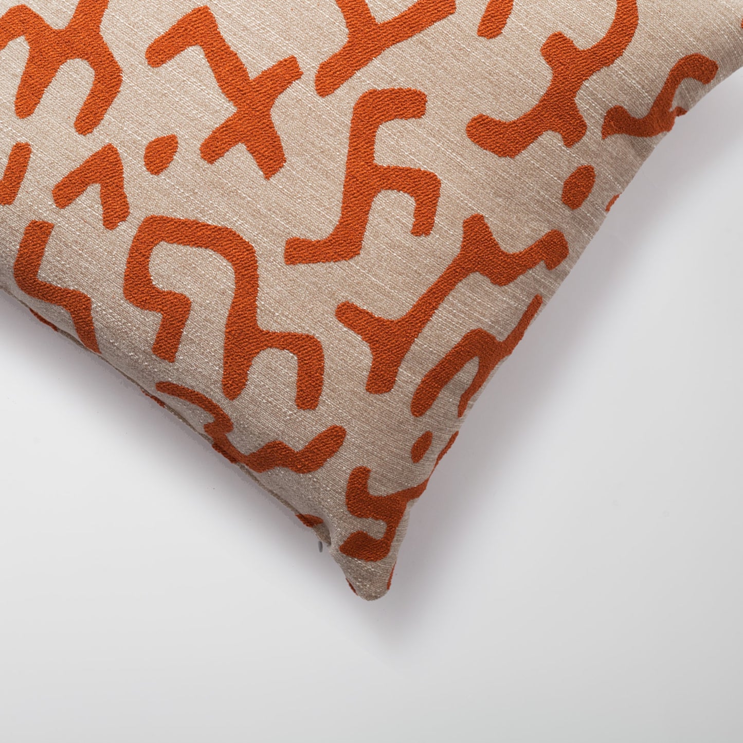 Nandos | Burnt Orange Mud Cloth Design Boucle Textured Square 20''x20'' Throw Pillow Cover