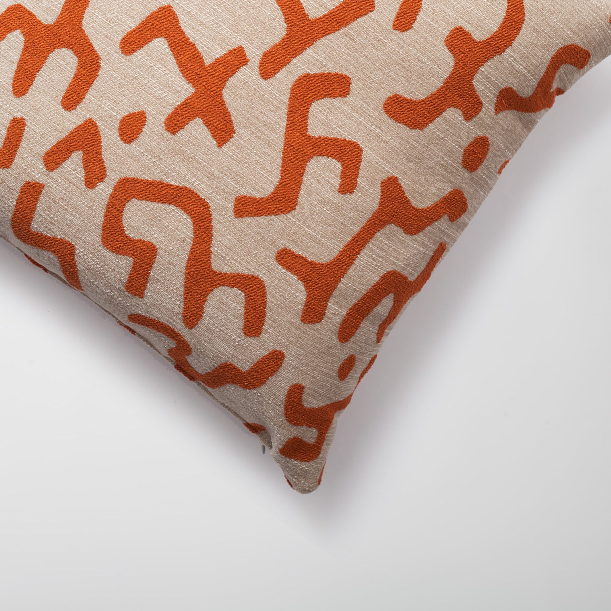 Nandos | Burnt Orange Mud Cloth Design Boucle Textured Square 20''x20'' Throw Pillow Cover
