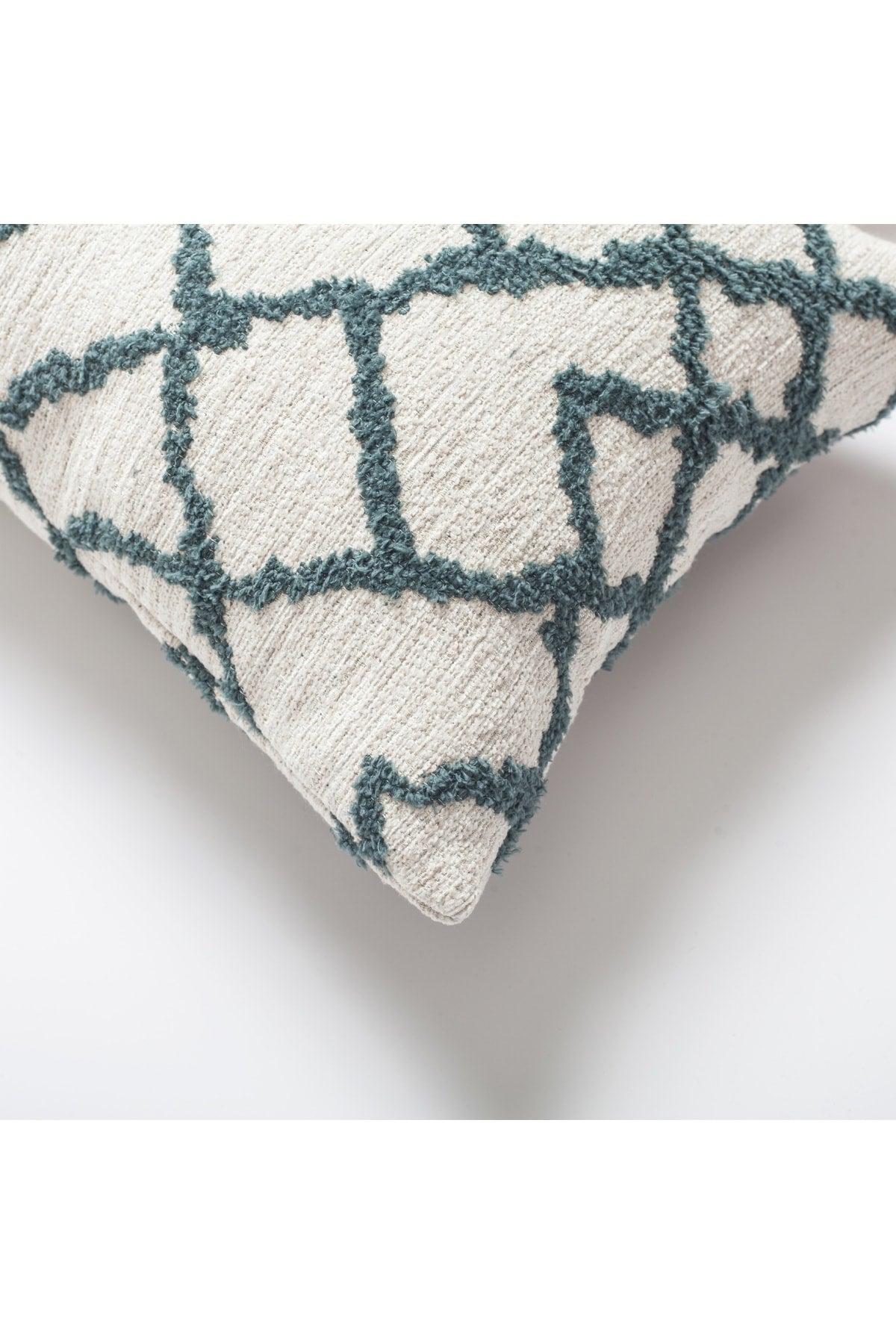 Maya | Teal Blue Kilim Patterned Tribal Boho Textured Lumbar 12''x20'' Throw Pillow Cover