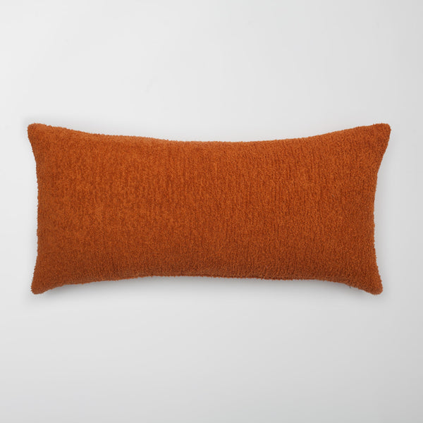 Orange plush soft textured long throw pillow cover 14"x28"