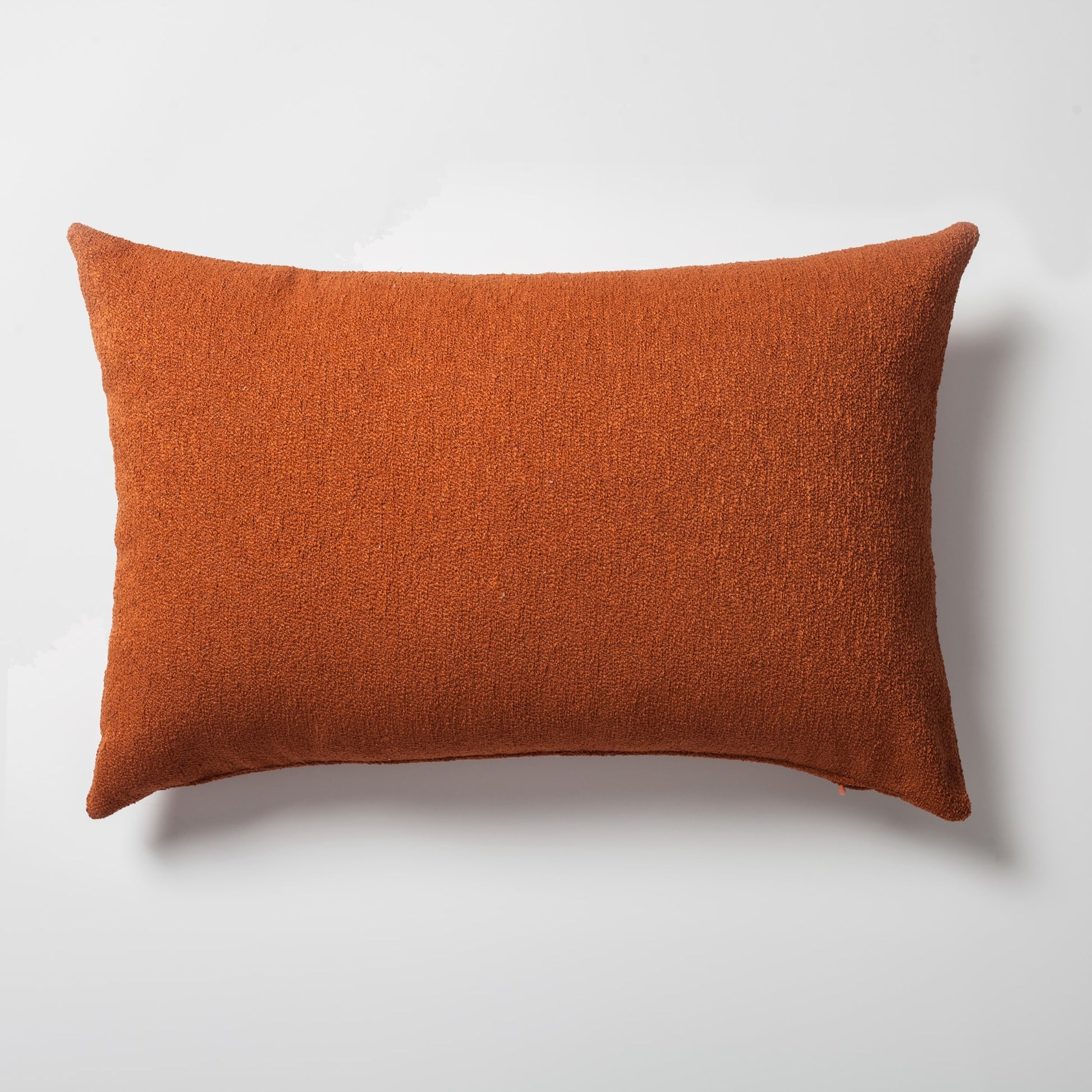 Julia | Burnt Orange Boucle Textured Solid Lumbar 16''x24'' Throw Pillow Cover