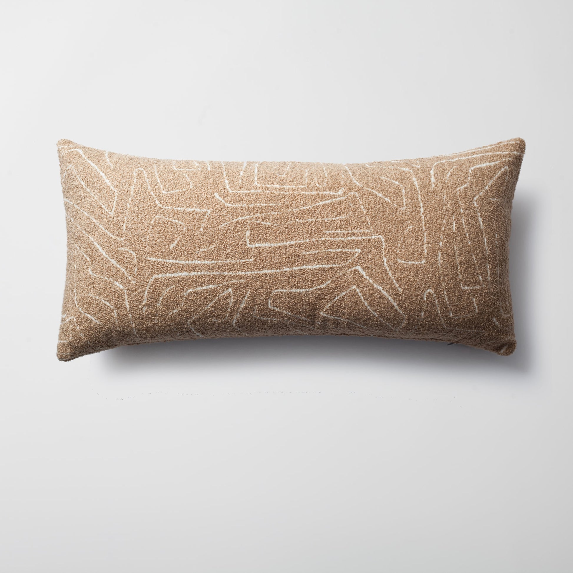 Amorf | Camel Abstract Minimal Design Textured Long Lumbar 14"x28'' Throw Pillow Cover