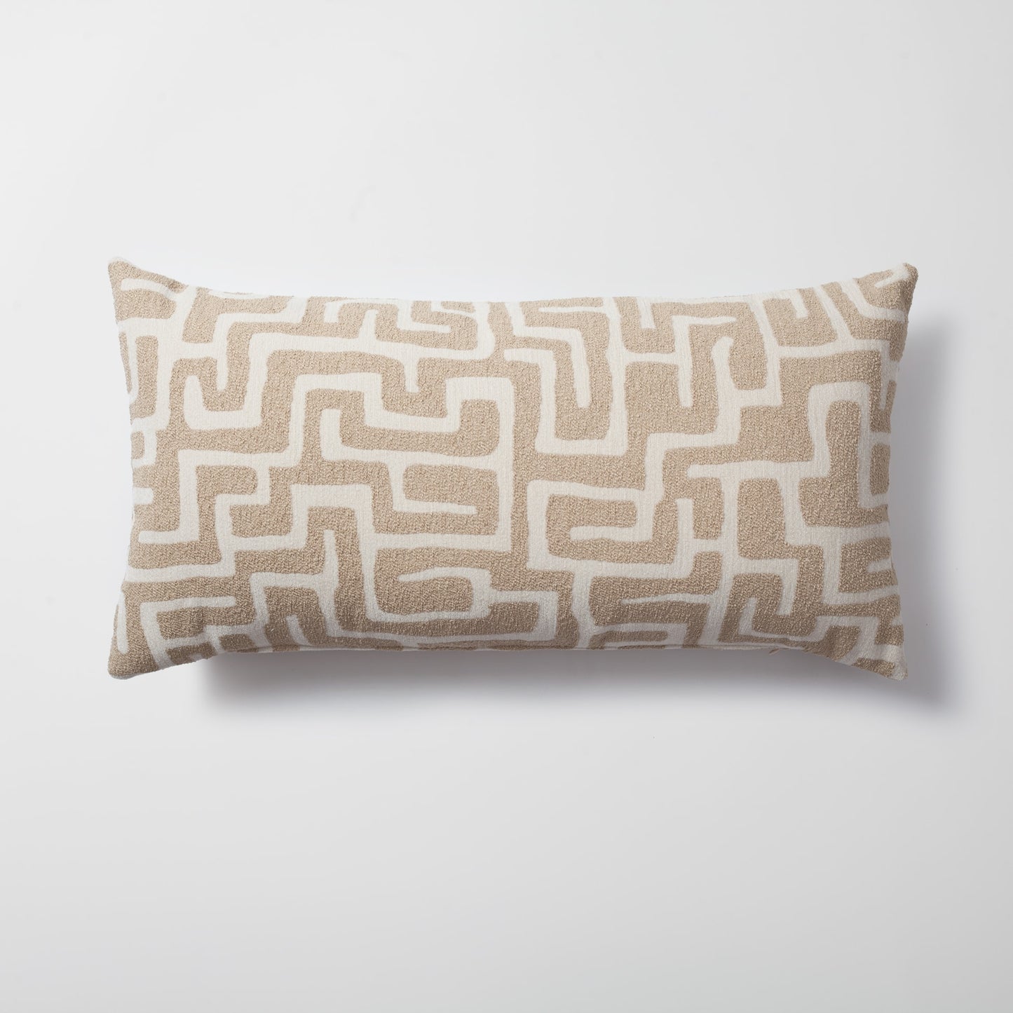Norm | Neutral Boucle Textured Geometric Maze Long Lumbar 14"x28" Throw Pillow Cover