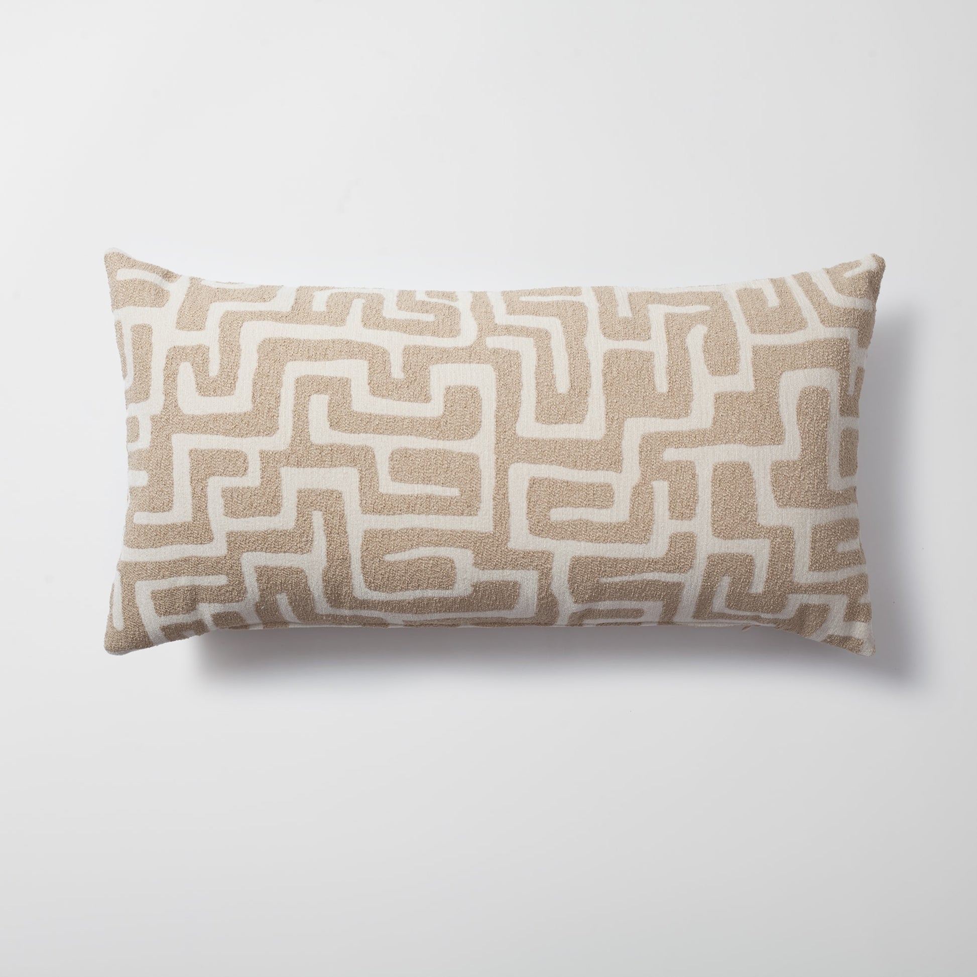 Norm | Neutral Boucle Textured Geometric Maze Long Lumbar 14"x28" Throw Pillow Cover