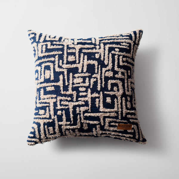 Navy blue mid-century modern geometric textured throw pillow cover 18"x18"