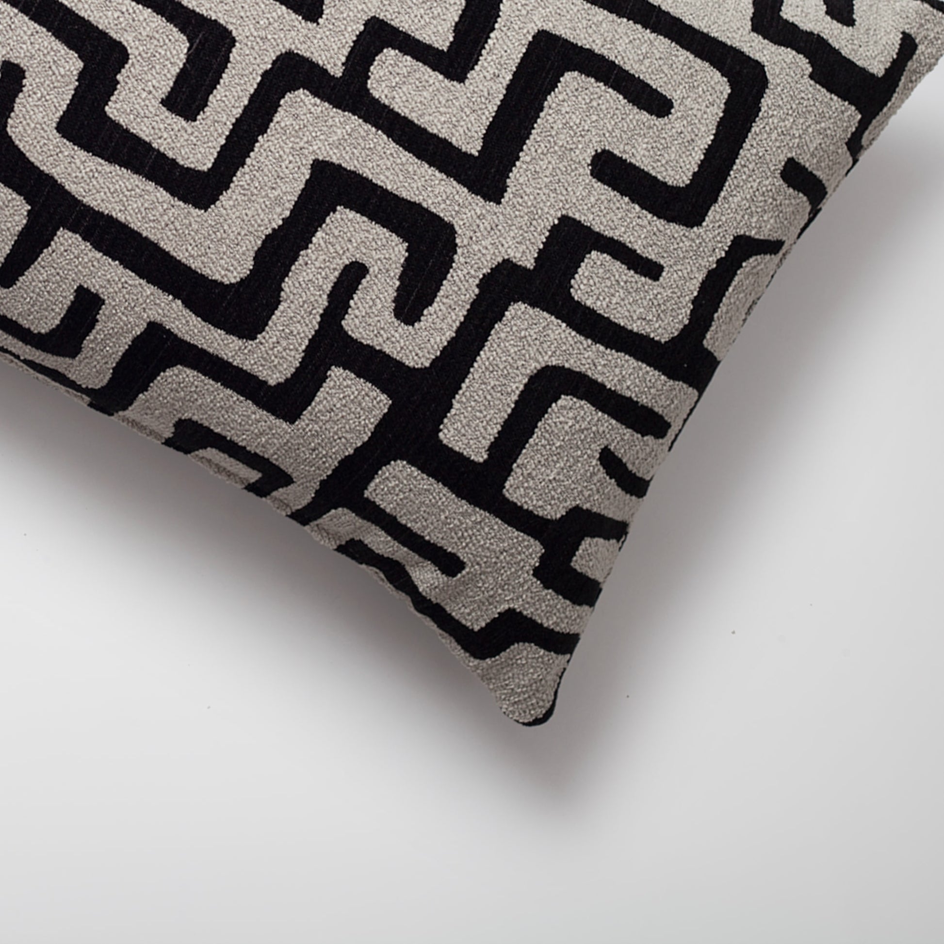 Norm | Black Boucle Textured Geometric Maze Long Lumbar 14"x28" Throw Pillow Cover