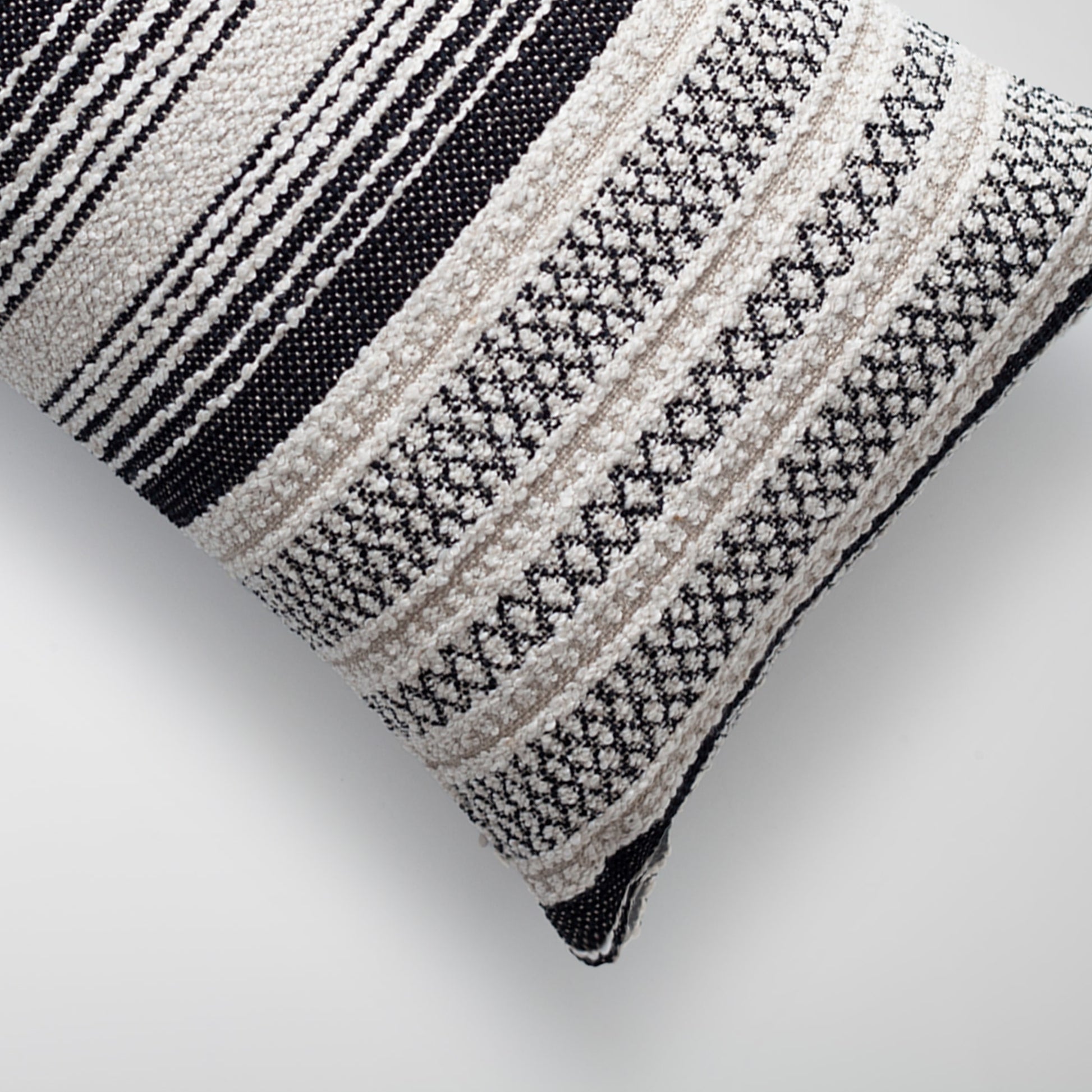 Gobi | Black and White Striped Textured Lumbar 12''x20'' Throw Pillow Cover