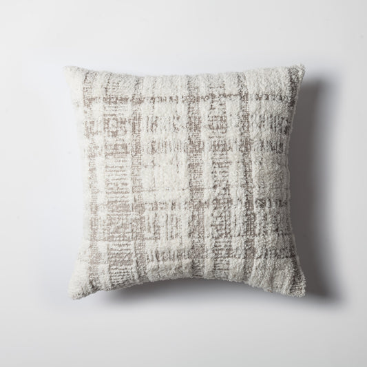 Argos | Neutral Woven Tufted Plaid Patterned Textured Square 18"x18'' Throw Pillow Cover