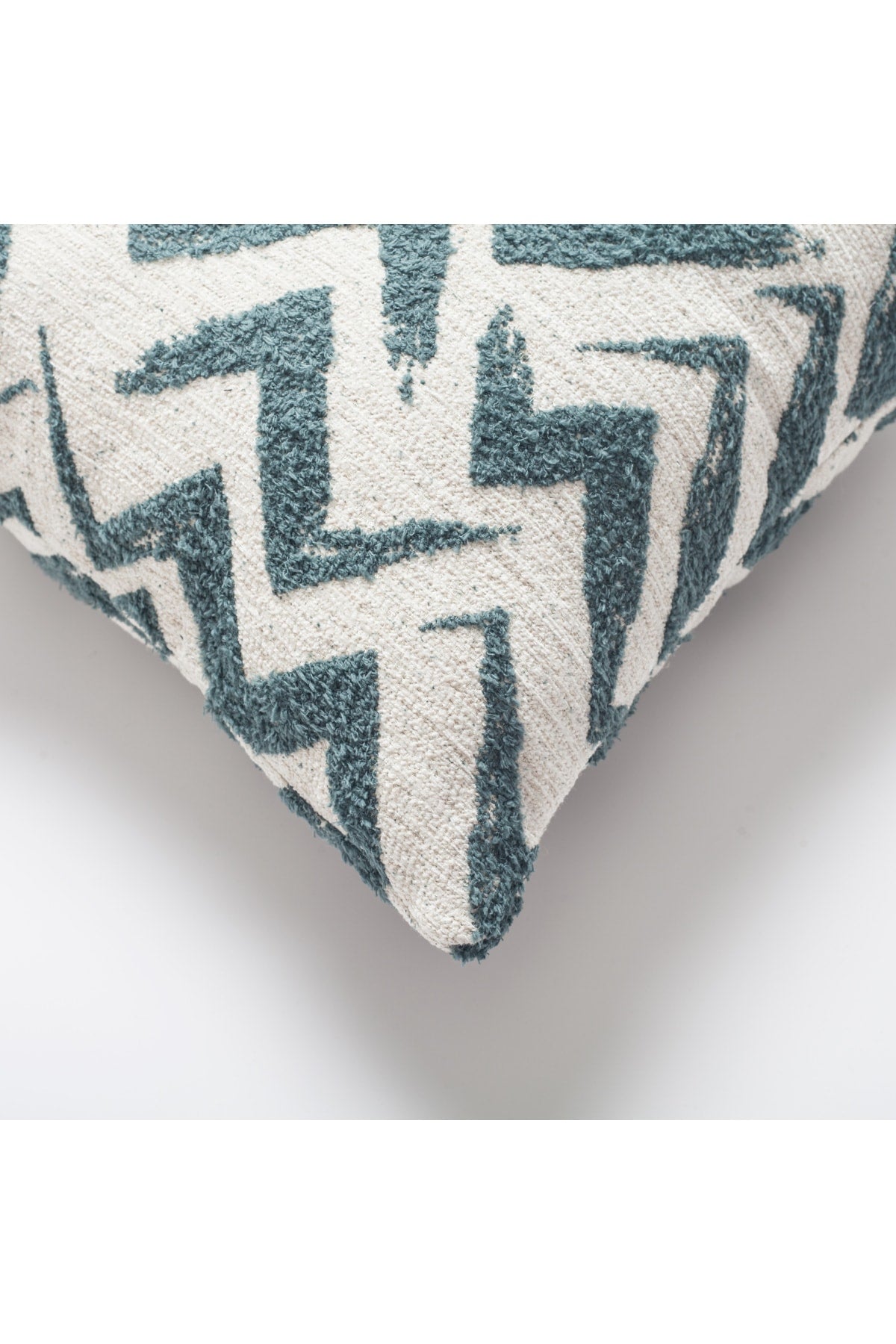 Havana | Teal Blue Geometric Chevron Textured Woven Square 18''x18'' Throw Pillow Cover