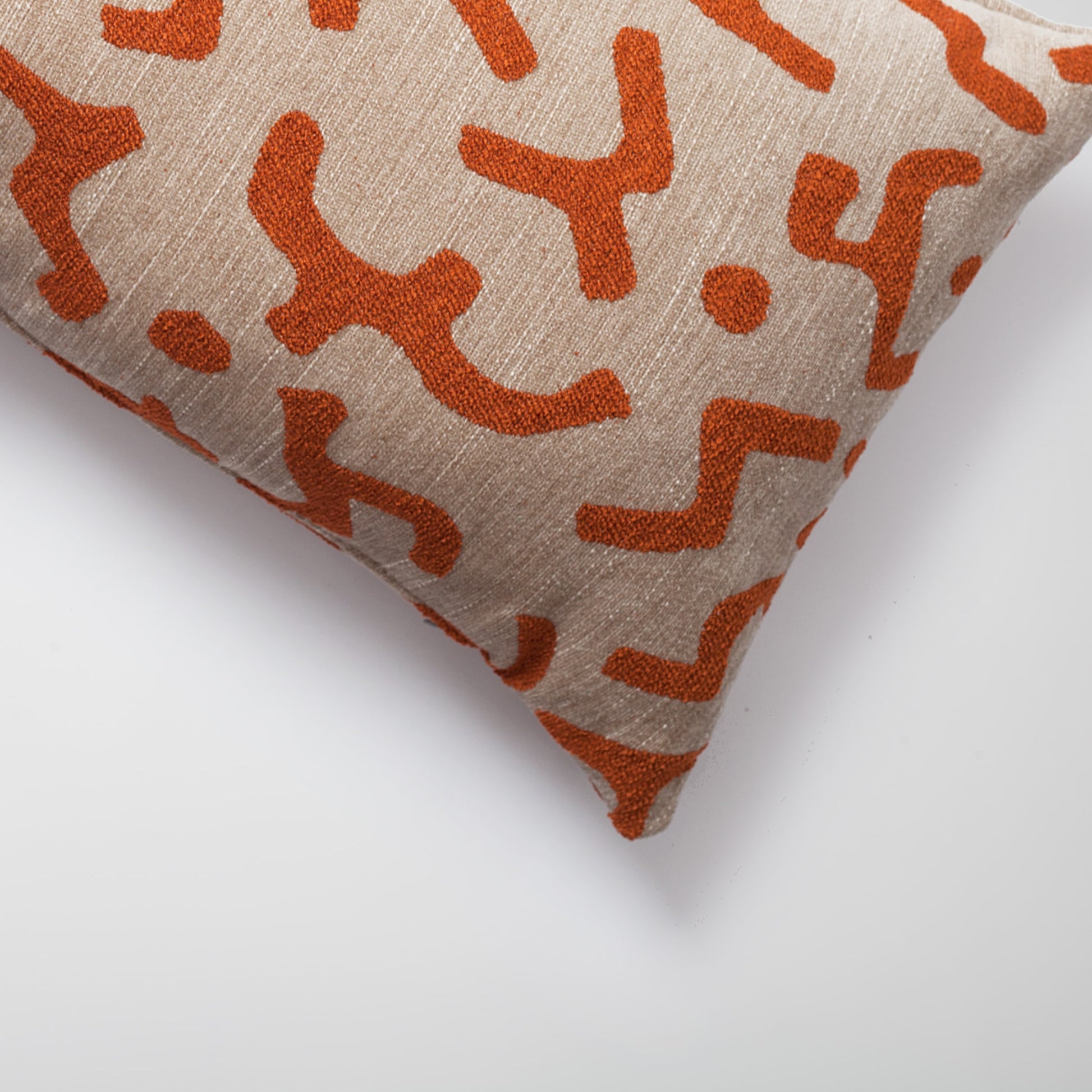 Nandos | Burnt Orange Mud Cloth Design Boucle Textured Long Lumbar 14"x28" Throw Pillow Cover