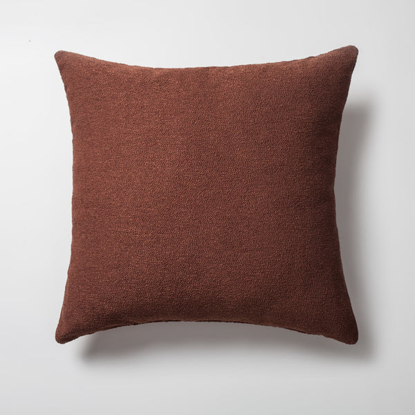 Brown boucle textured solid square throw pillow cover 20"x20"