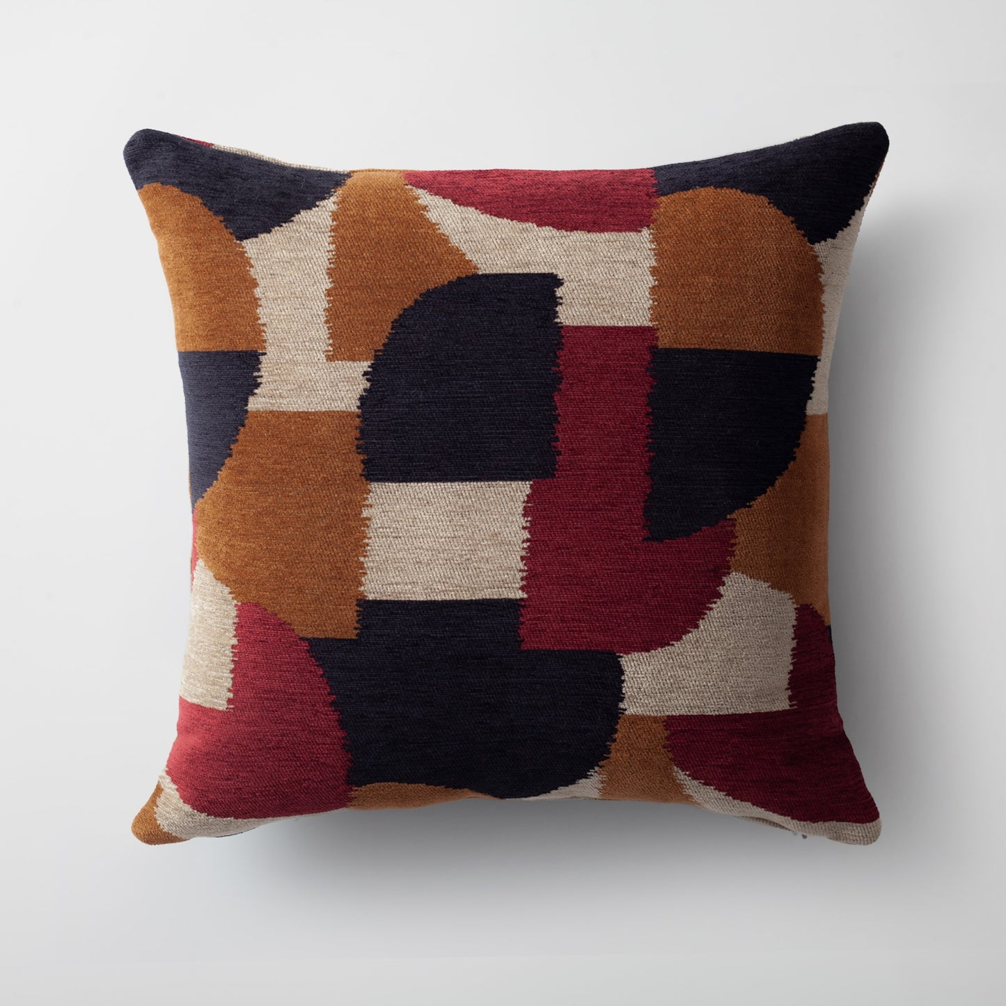 Otto | Burgundy and Rust Modern Geometric Square 20''x20'' Throw Pillow Cover