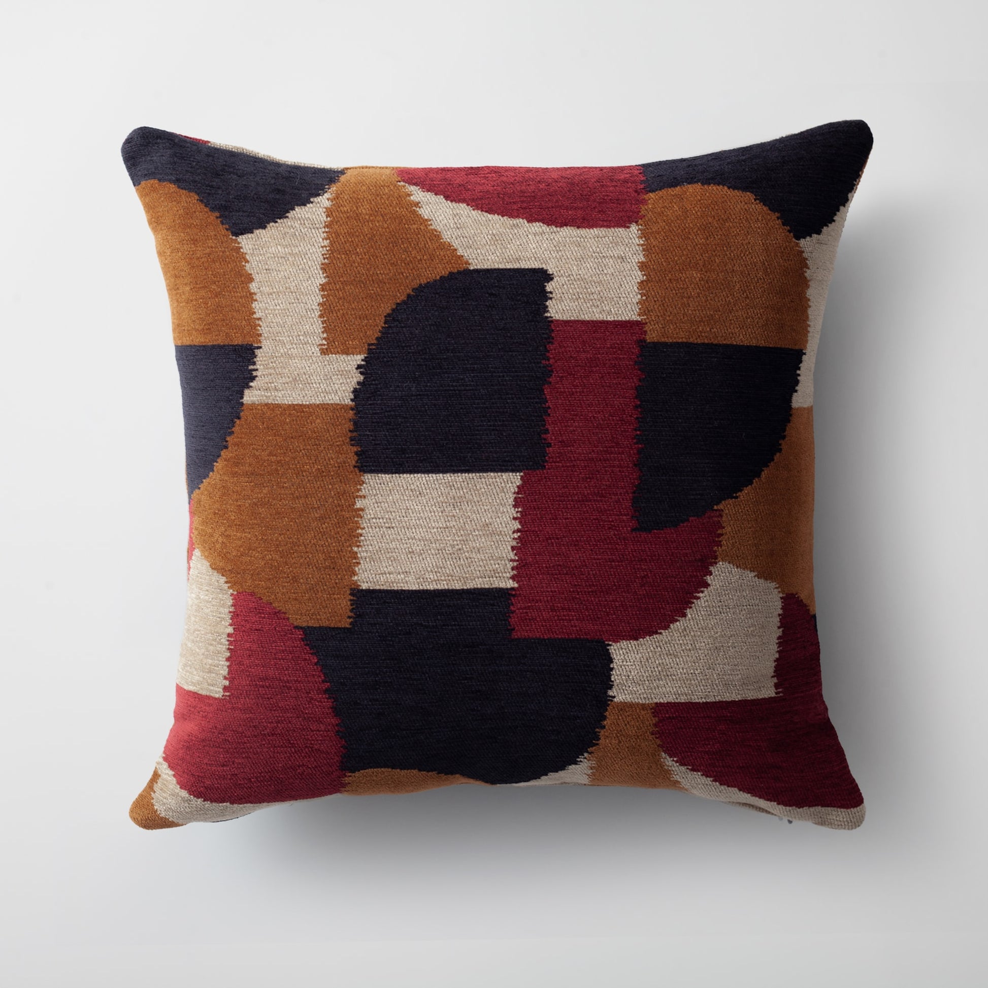 Otto | Burgundy and Rust Modern Geometric Square 20''x20'' Throw Pillow Cover
