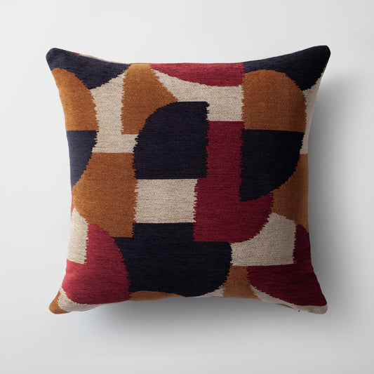 Otto | Burgundy and Rust Modern Geometric Square 20''x20'' Throw Pillow Cover