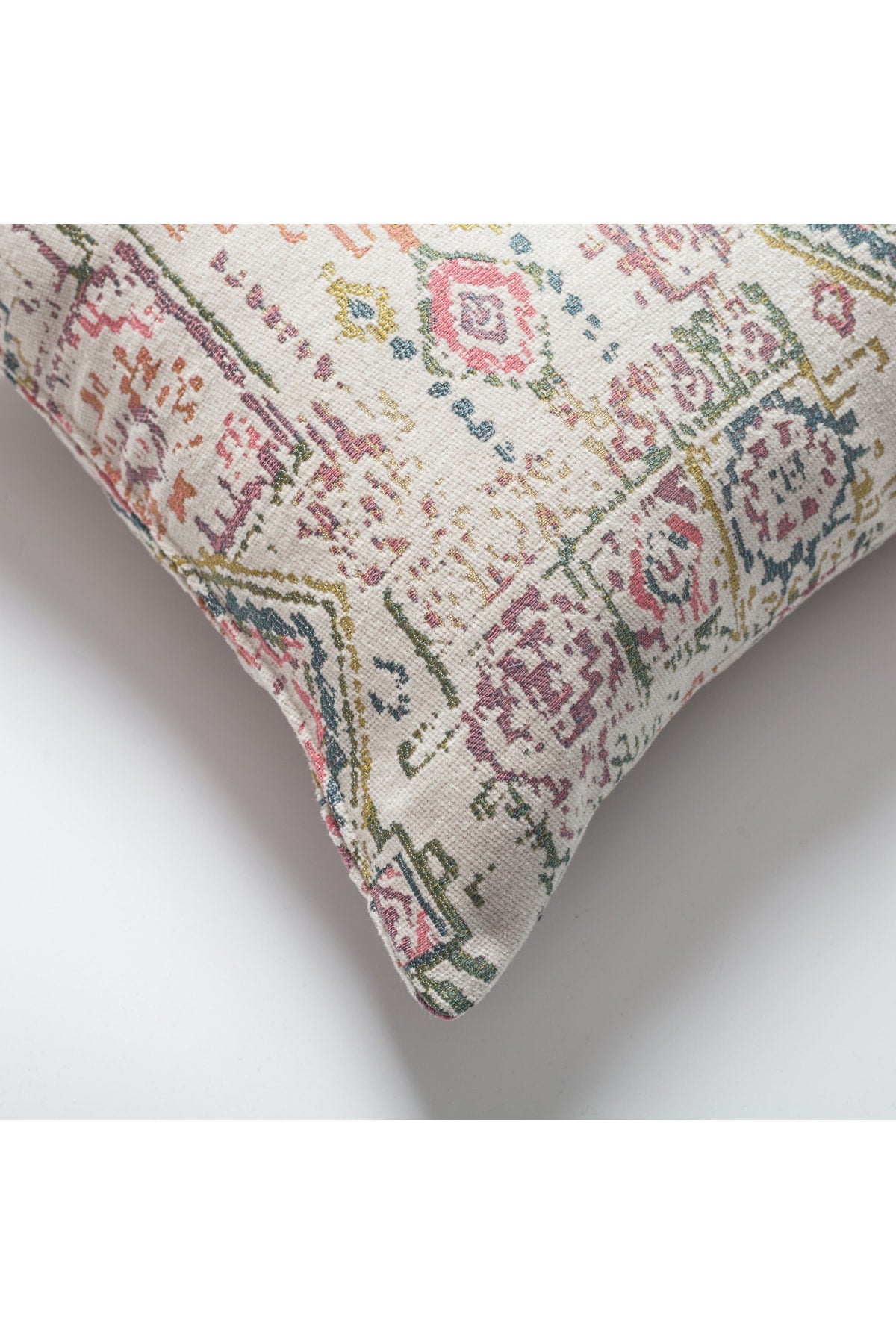 Kaftan | Multicolored Ethnic Kilim Patterned Woven Square 18''x18'' Throw Pillow Cover