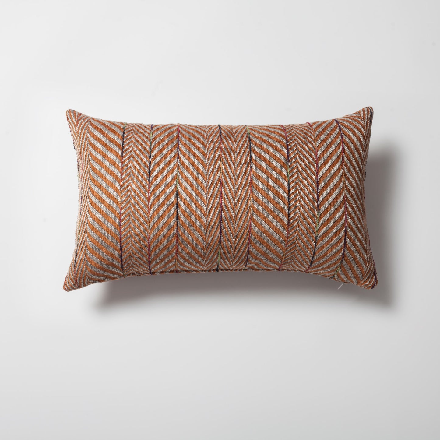 Sense | Burnt Orange Textured Herringbone Stripe Lumbar 12''x20'' Throw Pillow Cover