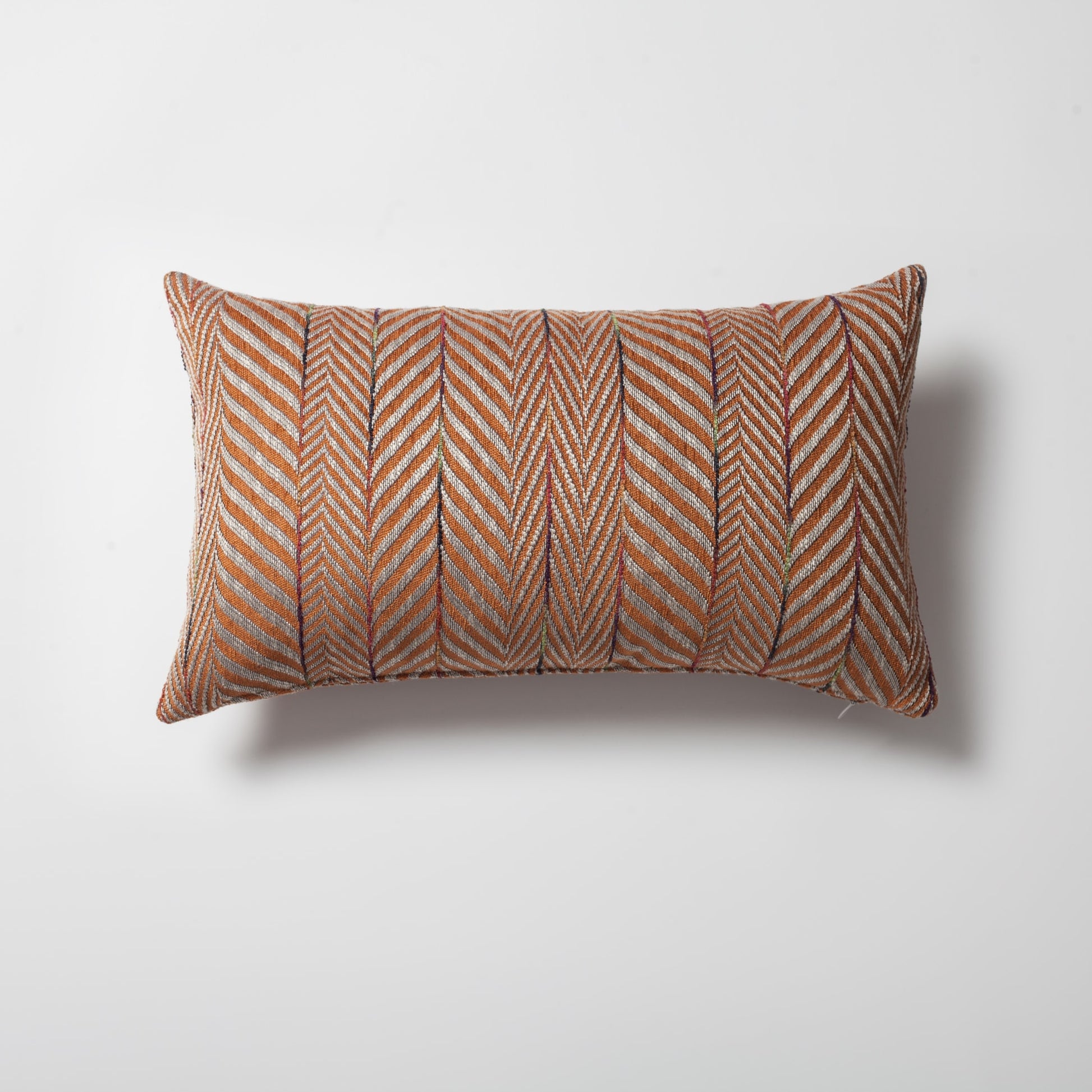Sense | Burnt Orange Textured Herringbone Stripe Lumbar 12''x20'' Throw Pillow Cover