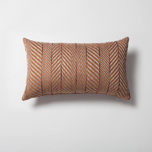 Burnt orange textured herringbone stripe lumbar throw pillow cover 12"x20"