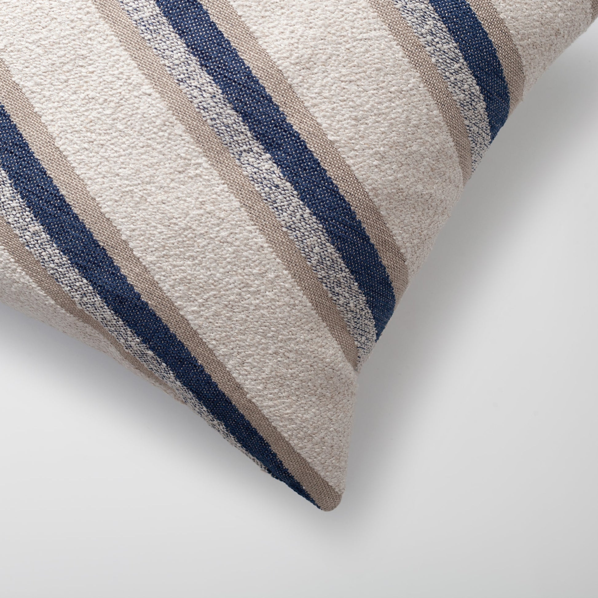 Oblique | Navy Blue Striped Boucle Textured Square 20''x20'' Throw Pillow Cover