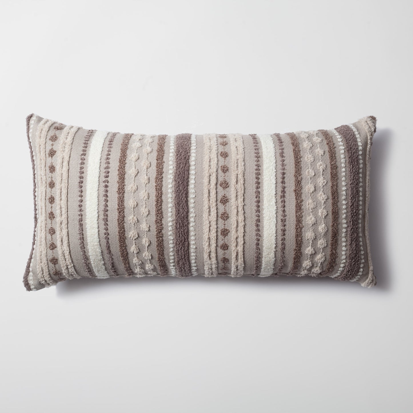 Nomad | Neutral Woven Linen Striped Long Lumbar 14"x28" Throw Pillow Cover