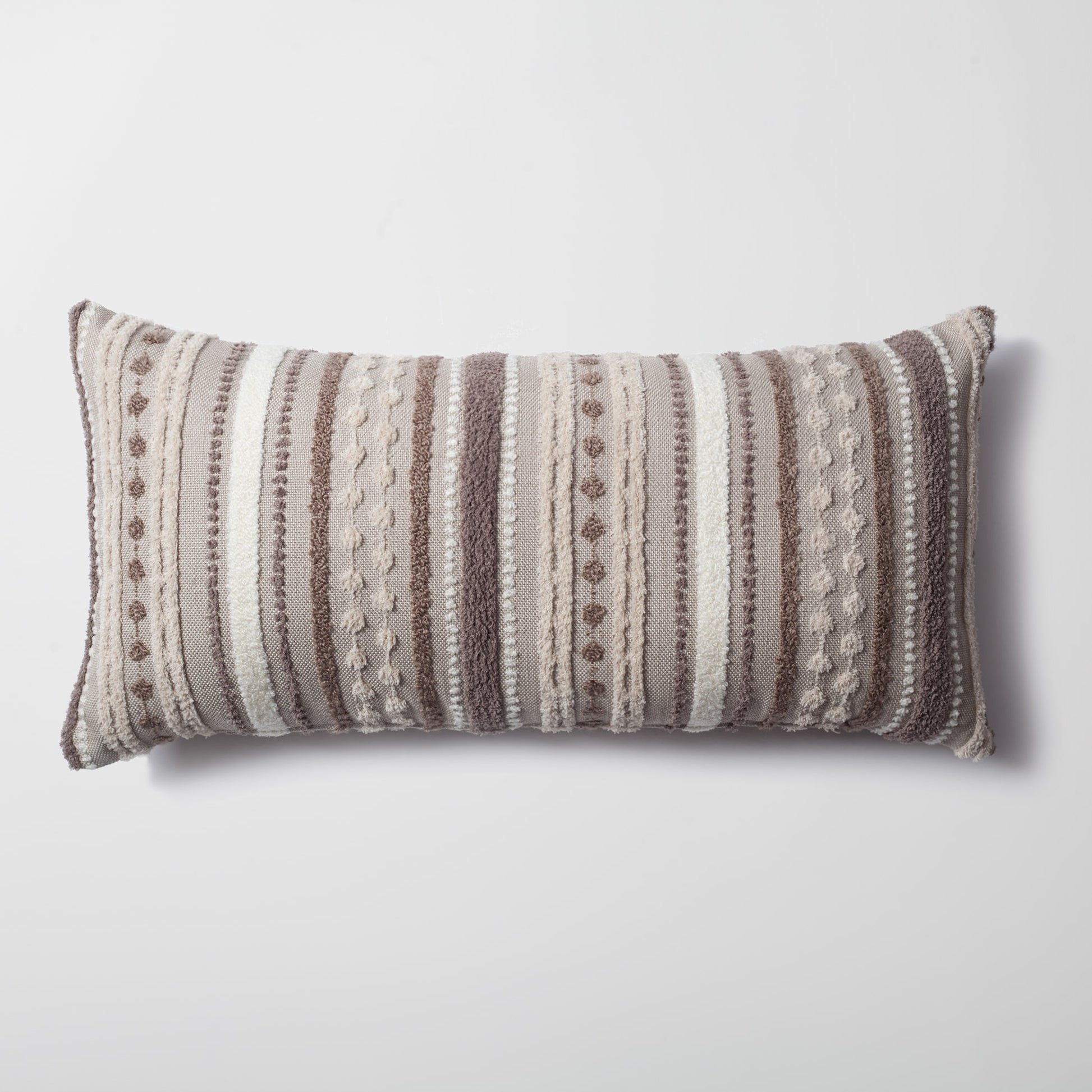 Nomad | Neutral Woven Linen Striped Long Lumbar 14"x28" Throw Pillow Cover