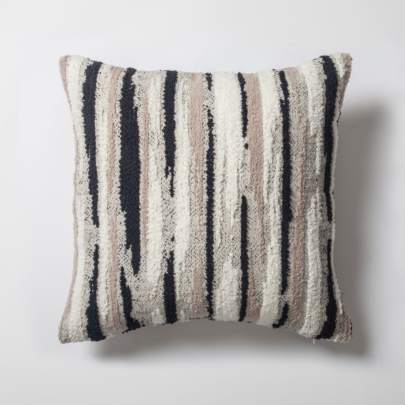 Alpaka | Black Textured Woven Modern Boho Square 18"x18'' Throw Pillow Cover