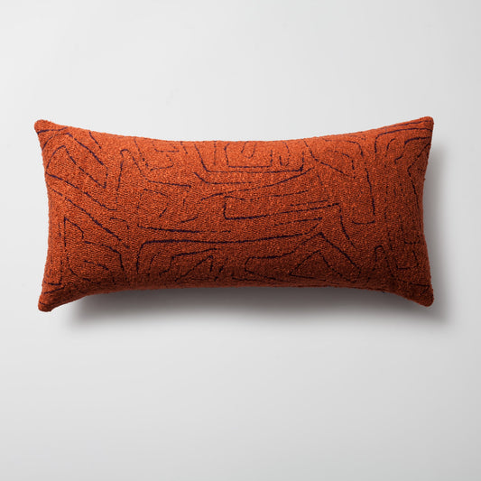 Amorf | Orange Abstract Minimal Design Textured Long Lumbar 14"x28'' Throw Pillow Cover