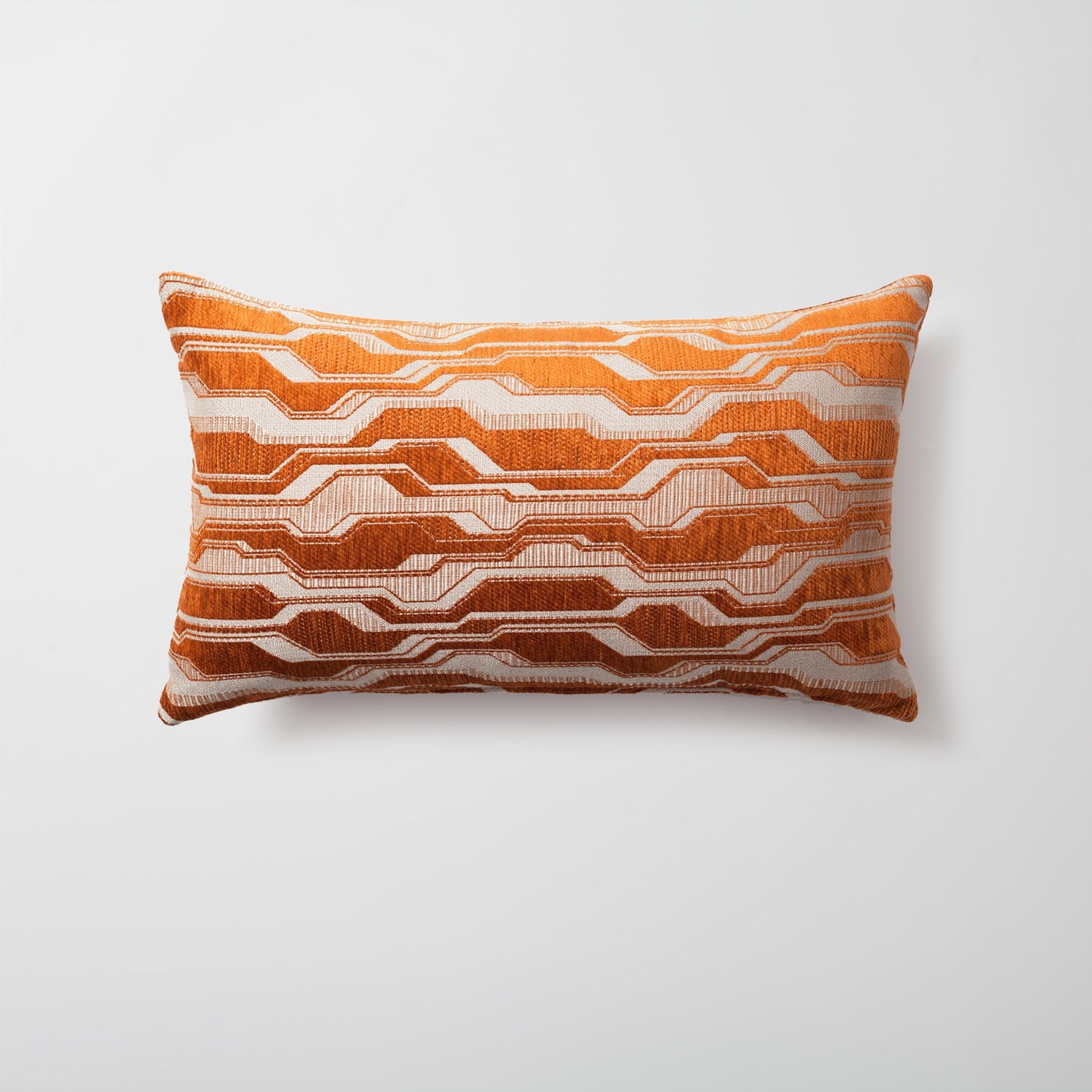 Lebon | Burnt Orange Modern Geometric Patterned Lumbar 12''x20'' Throw Pillow Cover
