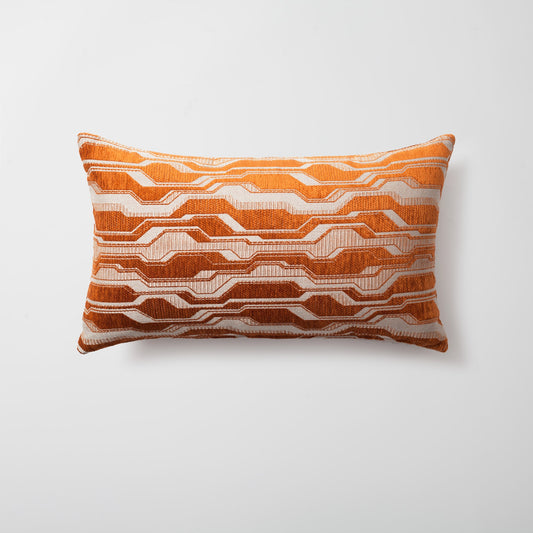 Lebon | Burnt Orange Modern Geometric Patterned Lumbar 12''x20'' Throw Pillow Cover