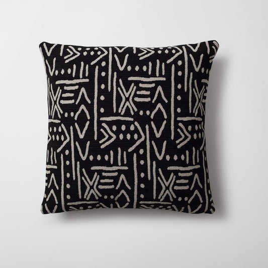 Icon | Black Ethnic Tribal Boucle Woven Square 18''x18'' Throw Pillow Cover