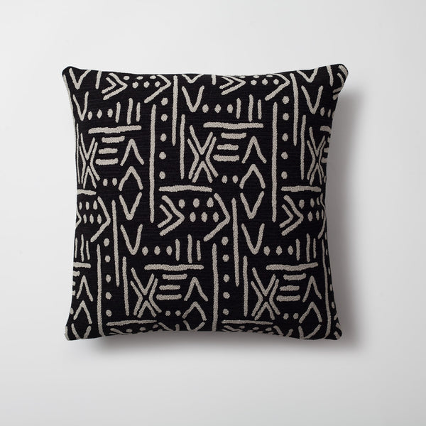 Black ethnic tribal boucle woven throw pillow cover 18"x18"