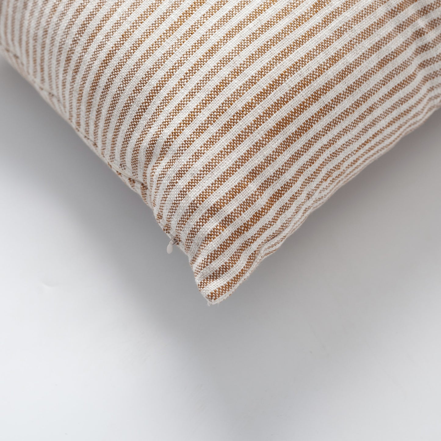 Zuma | Mustard Yellow Stripe Neutral Linen-Blend Square 18"x18" Throw Pillow Cover