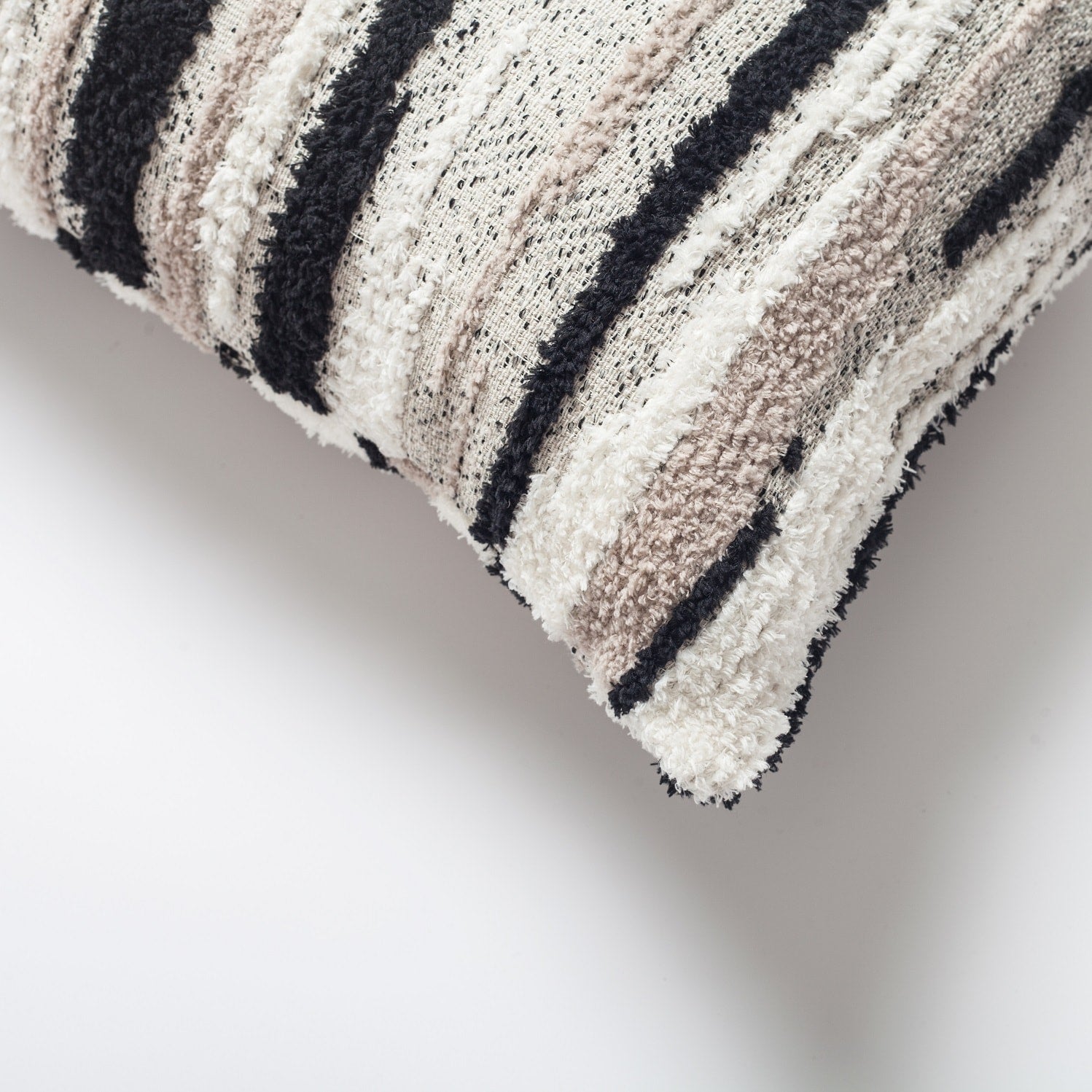 Alpaka | Black Textured Woven Modern Boho Lumbar 12"x20" Throw Pillow Cover