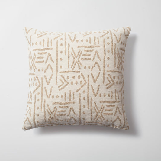 Icon | Beige Ethnic Tribal Boucle Woven Square 18''x18'' Throw Pillow Cover