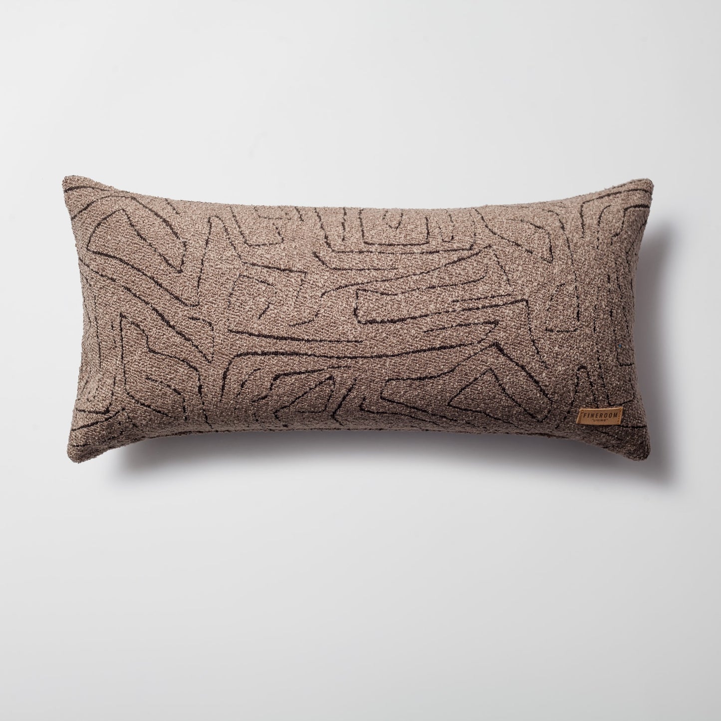 Amorf | Brown Abstract Minimal Design Textured Long Lumbar 14"x28'' Throw Pillow Cover
