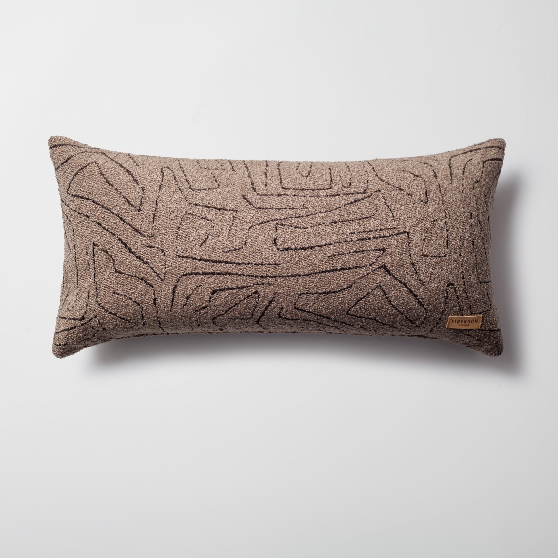 Amorf | Brown Abstract Minimal Design Textured Long Lumbar 14"x28'' Throw Pillow Cover