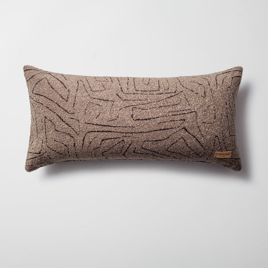 Amorf | Brown Abstract Minimal Design Textured Long Lumbar 14"x28'' Throw Pillow Cover