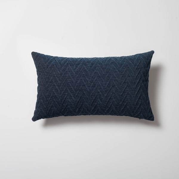 Navy blue textured chevron lumbar throw pillow cover 12"x20"