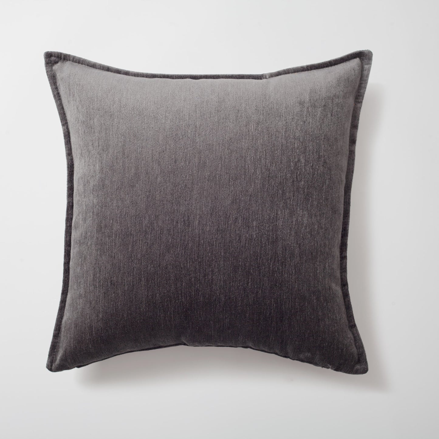 Eliza | Dark Gray Textured Velvet-Look Flanged Square 20''x20'' Throw Pillow Cover