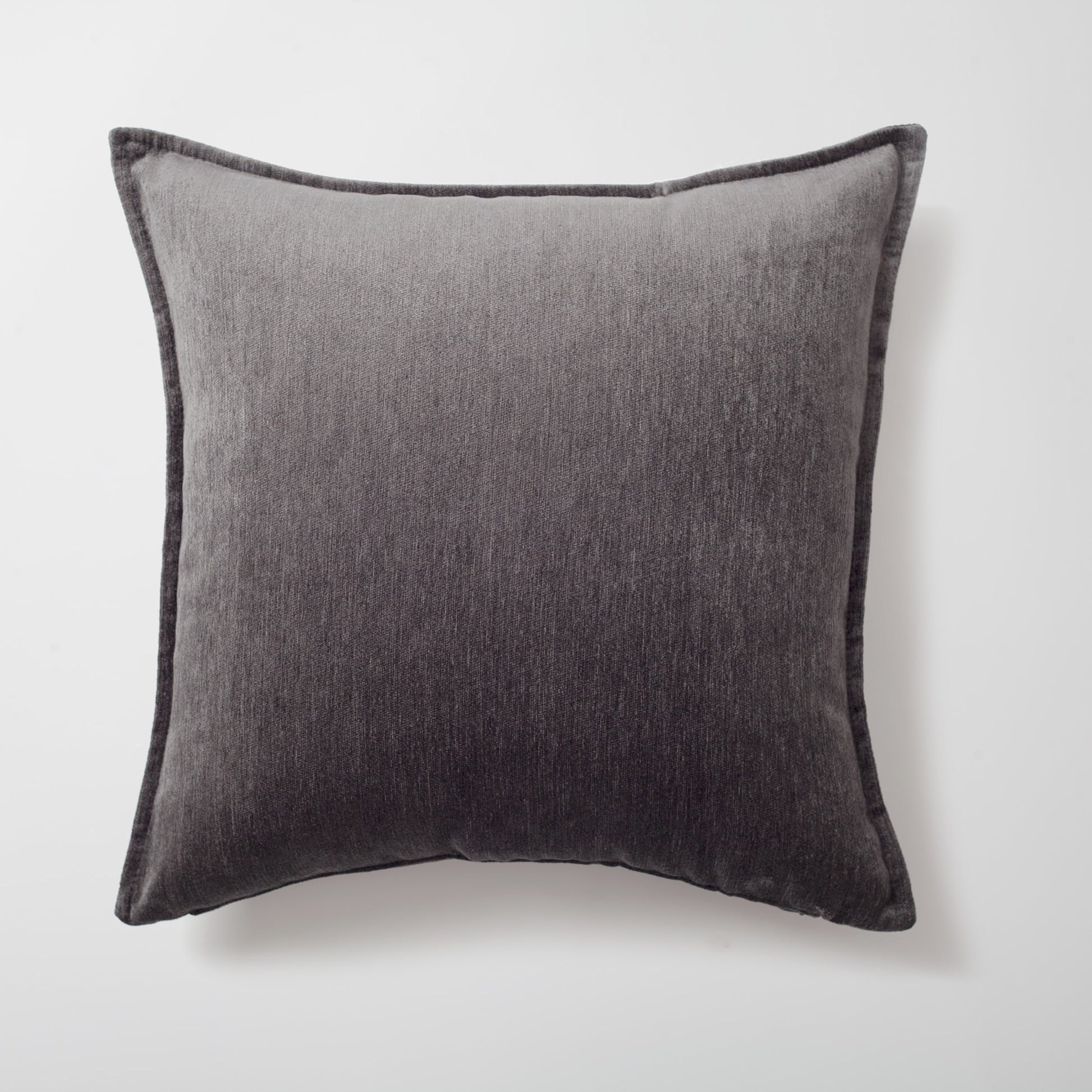 Eliza | Dark Gray Textured Velvet-Look Flanged Square 20''x20'' Throw Pillow Cover