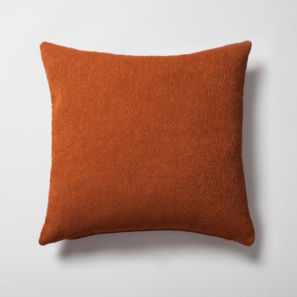 Burnt orange boucle textured solid square throw pillow cover 20"x20"