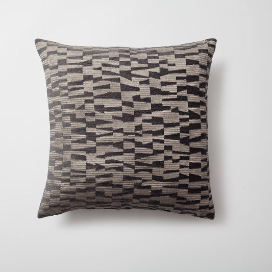 Bistro | Dark Gray Geometric Patterned Velvet Textured Square 18"x18'' Throw Pillow Cover