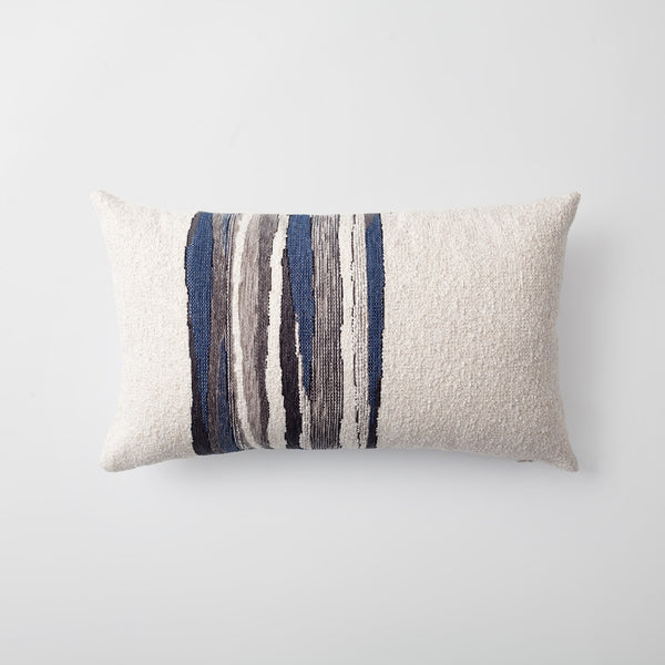 Navy blue textured abstract striped neutral throw pillow cover 12"x20"