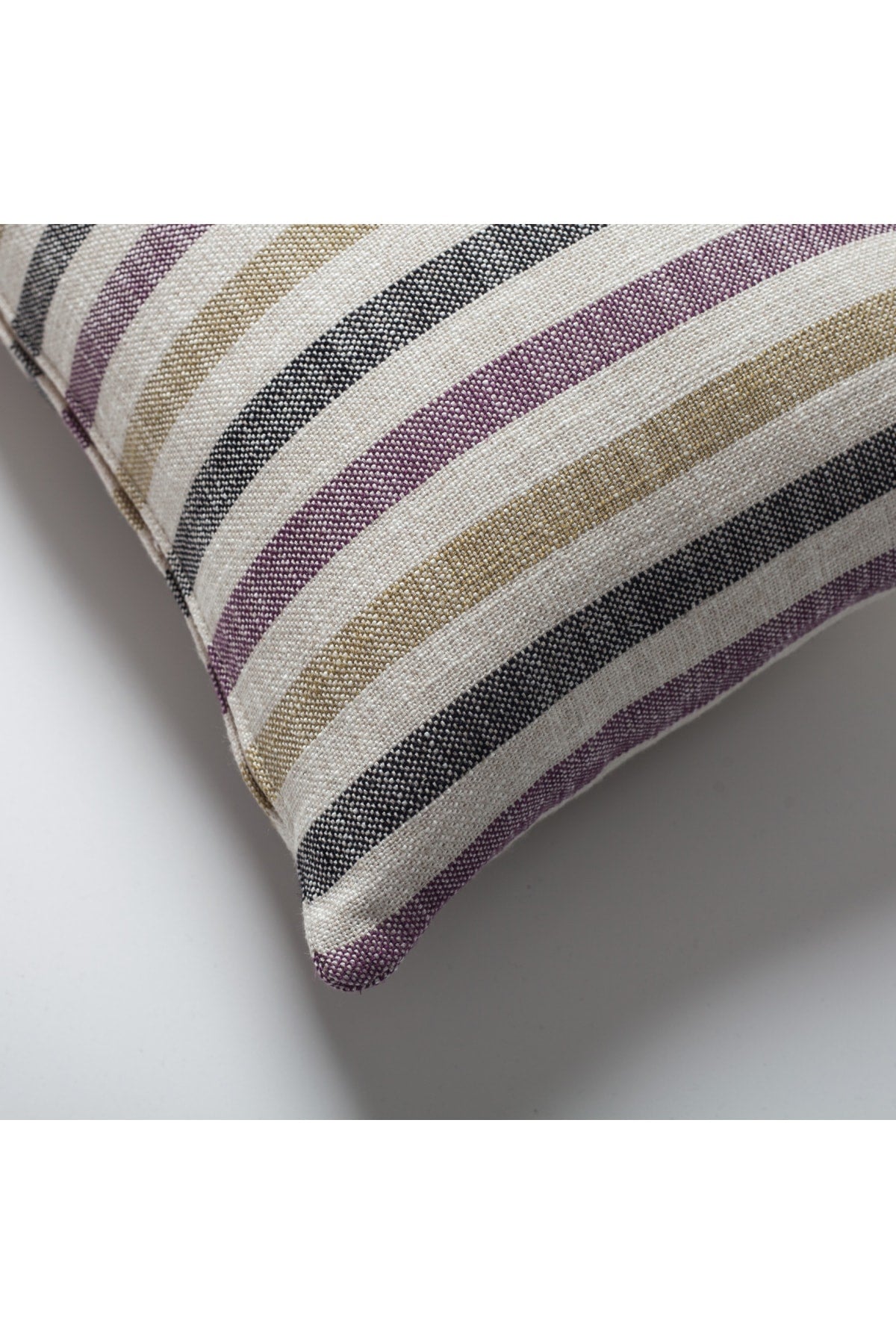 Capri | Purple Linen-Blend Neutral Striped Lumbar 12"x20" Throw Pillow Cover