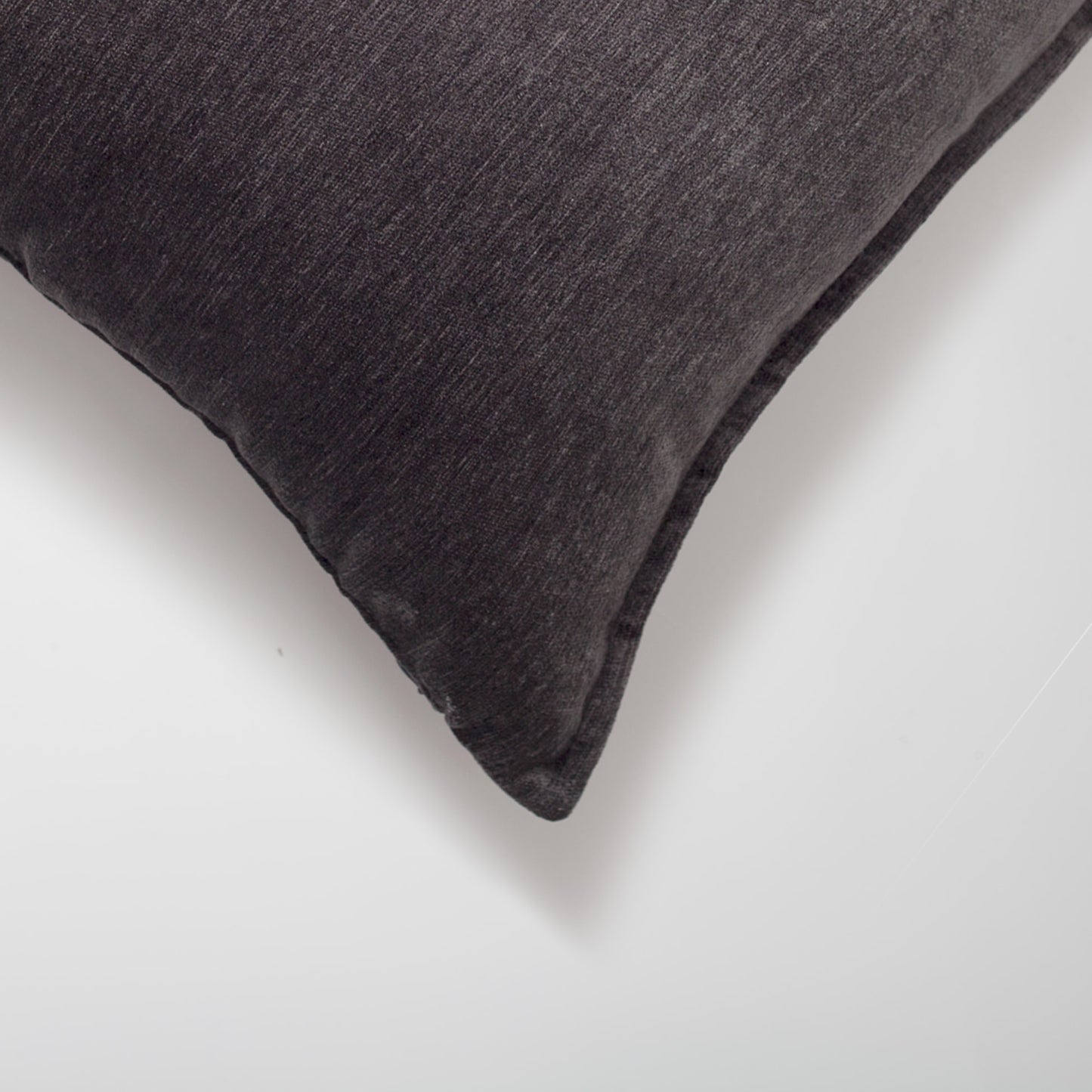 Eliza | Dark Gray Textured Velvet-Look Flanged Square 20''x20'' Throw Pillow Cover